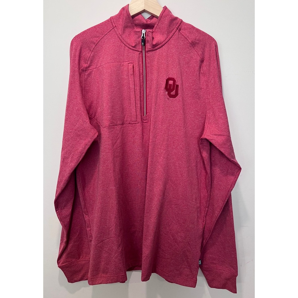 Cutter & Buck Oklahoma Sooners Quarter Zip Pullover Men's LT Red Heathered‎ Golf